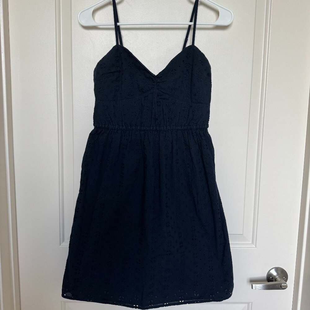 [NEW] JCrew Eyelet Mini Dress Navy Blue XS